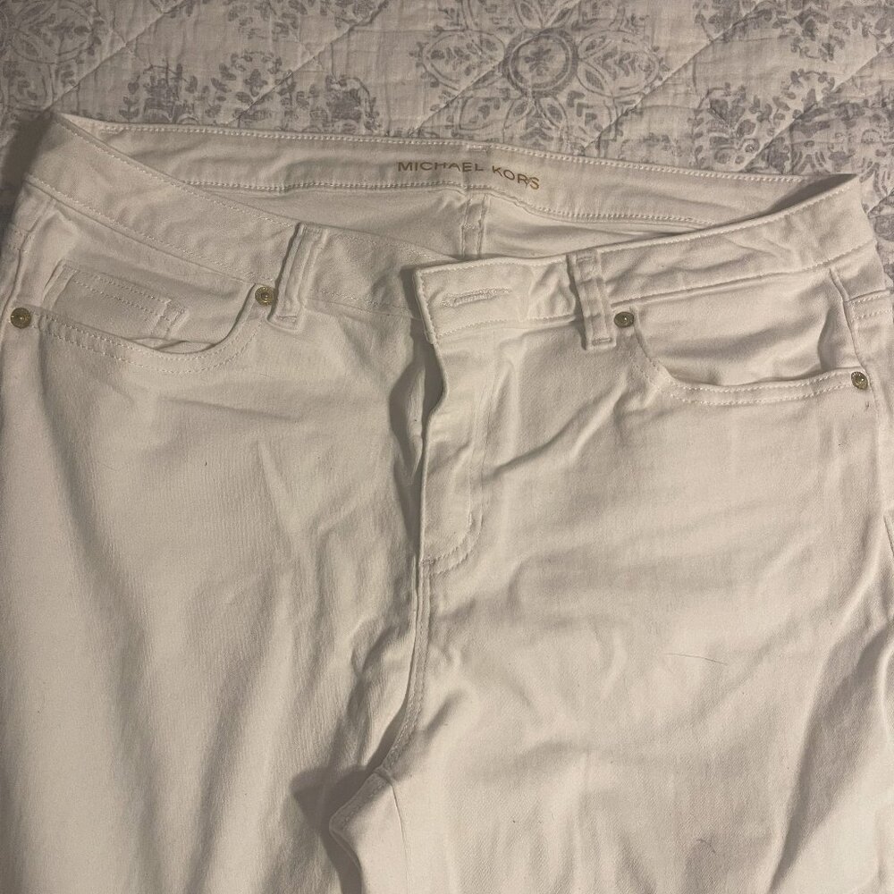 Michael Kors White Jeans 12 Frayed at the Ankle